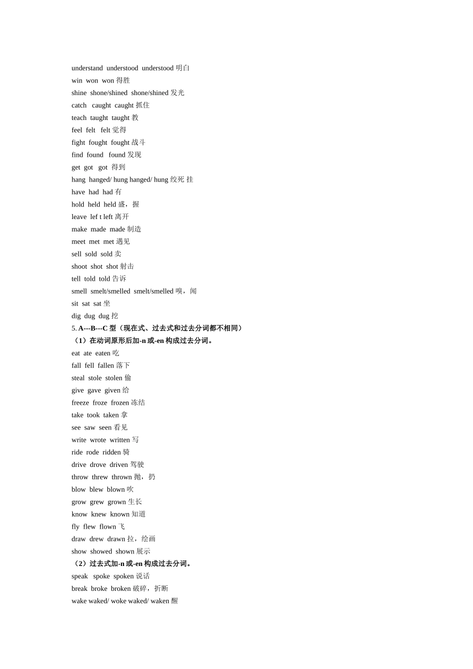 常用不规则动词分类表_第2页