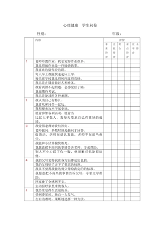 心理健康评价问卷