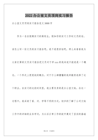 2024办公室文员顶岗实习报告_1