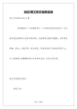 2024周工作计划和总结_1
