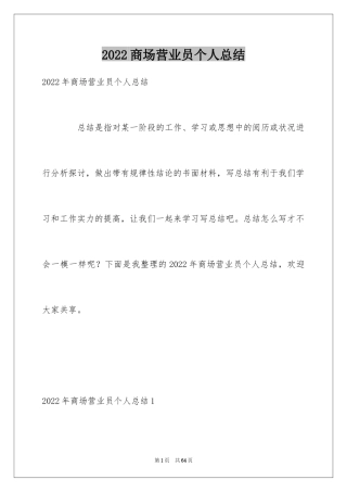 2024商场营业员个人总结