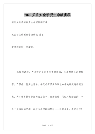 2024关注安全珍爱生命演讲稿_123