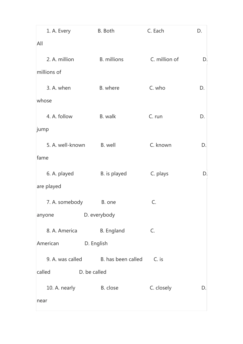 高考英语完形填空模拟题有出处_第2页