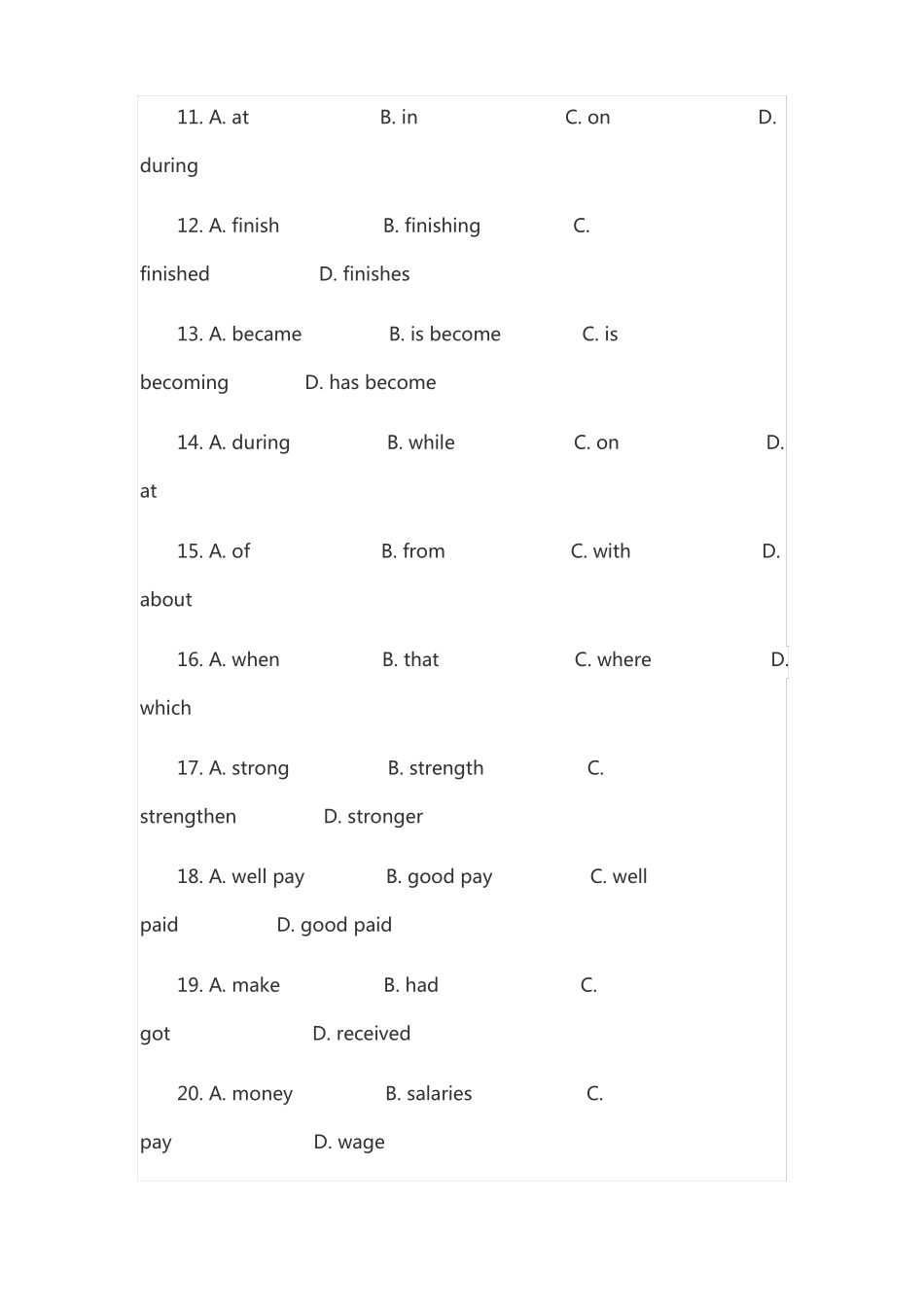 高考英语完形填空模拟题有出处_第3页