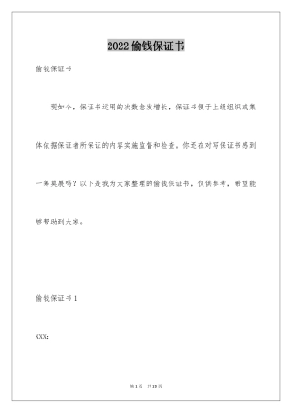 2024偷钱保证书