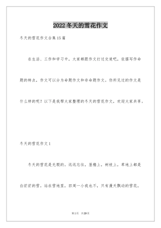 2024冬天的雪花作文