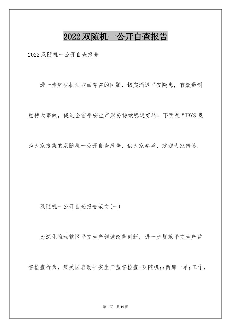 2024双随机一公开自查报告_第1页