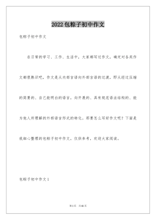 2024包粽子初中作文