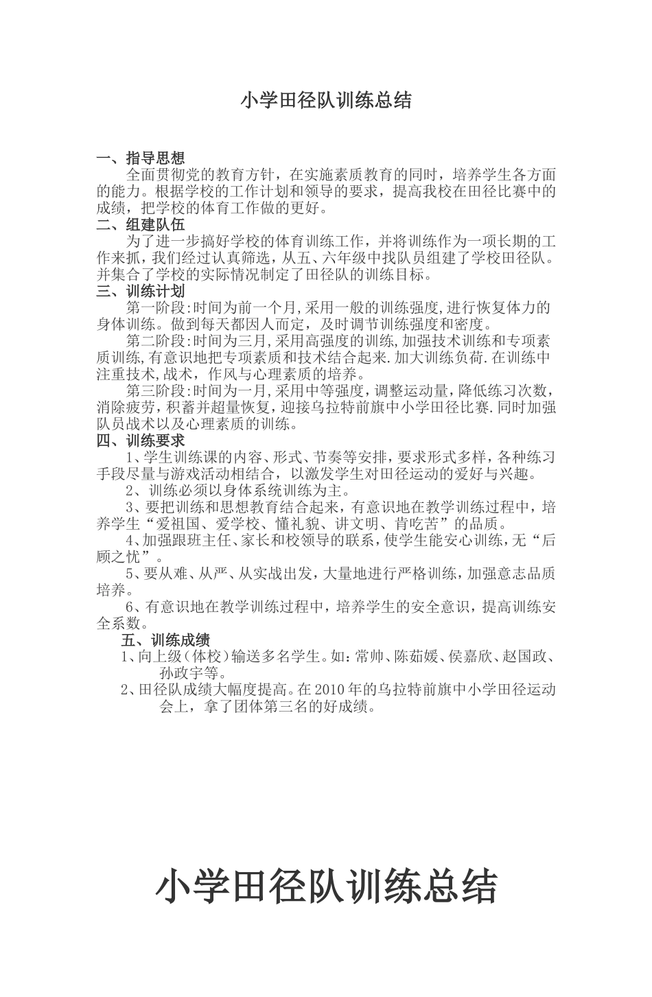 小学田径队训练总结_第1页