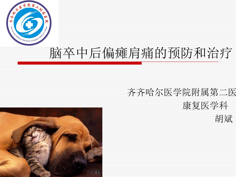 脑卒中后偏瘫肩痛的预防和治疗胡斌_第1页