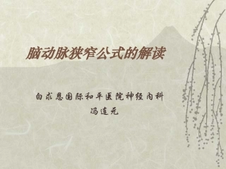 脑动脉狭窄公式的解读
