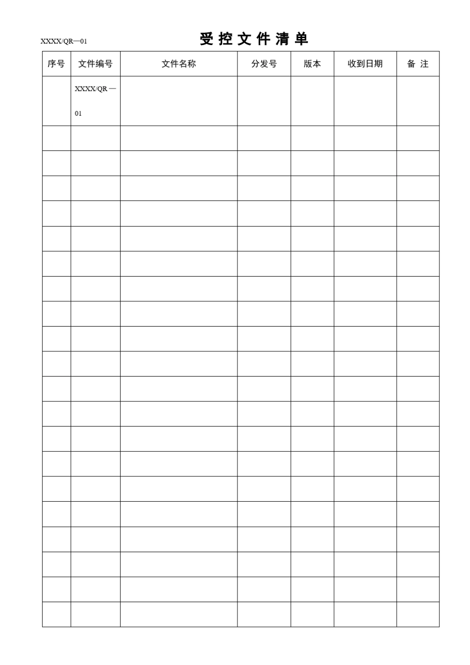 食品企业质量管理体系全部记录表格_第1页