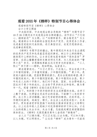 观看20XX年《榜样》特别节目心得体会 (4)