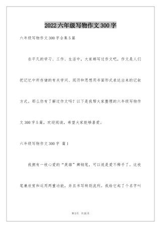 2024六年级写物作文300字_4