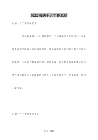 2024出纳个人工作总结_24
