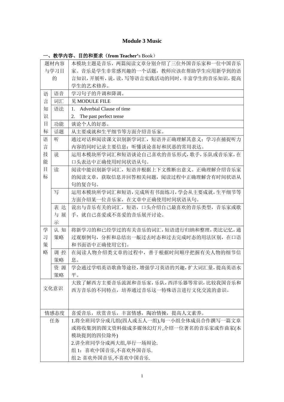 必修二Module3Music_第1页