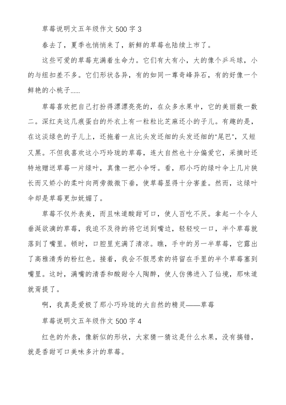 草莓说明文五年级作文500字多篇_第3页
