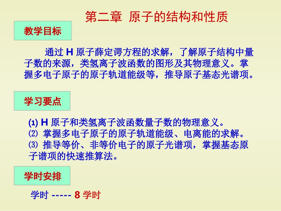 结构化学基础课件 第二章 原子的结构和性质_第1页