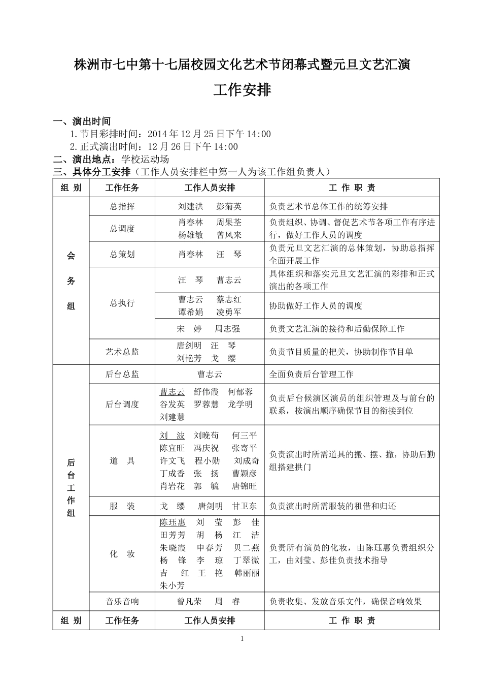 2014文艺汇演工作安排_第1页