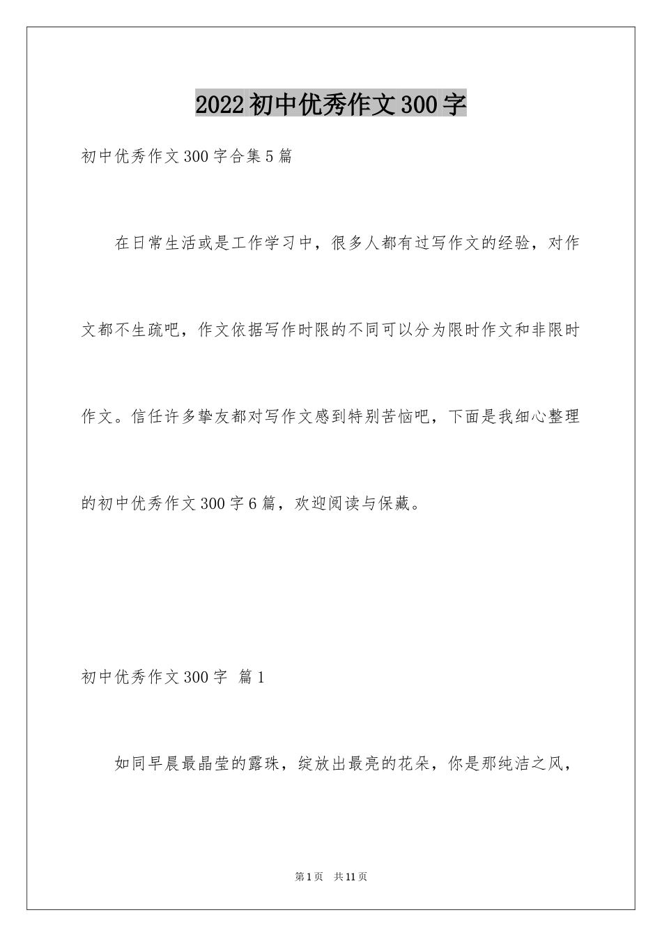 2024初中优秀作文300字_11_第1页