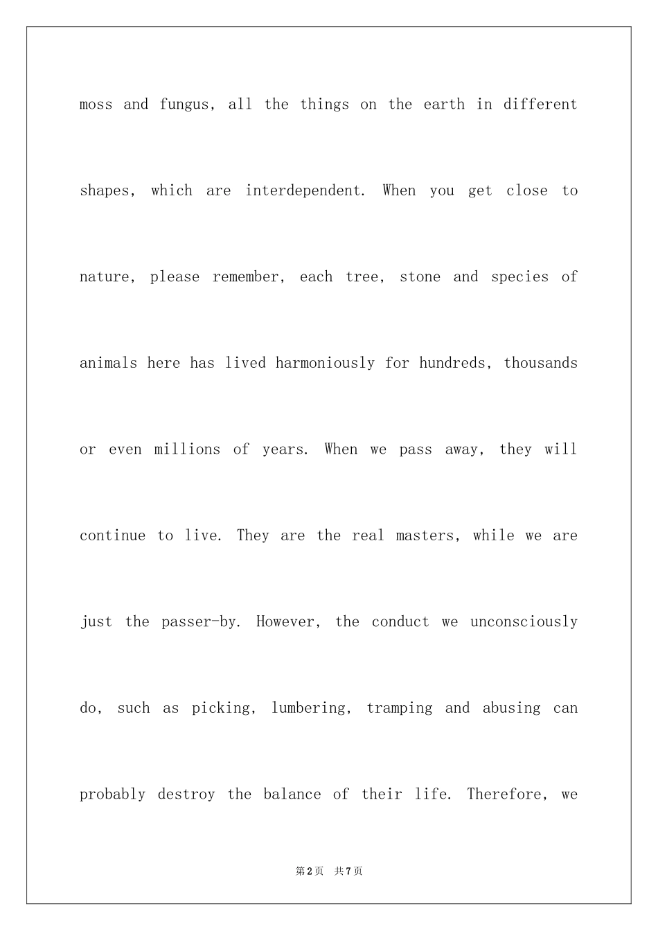 2024关爱自然英语演讲稿_第2页