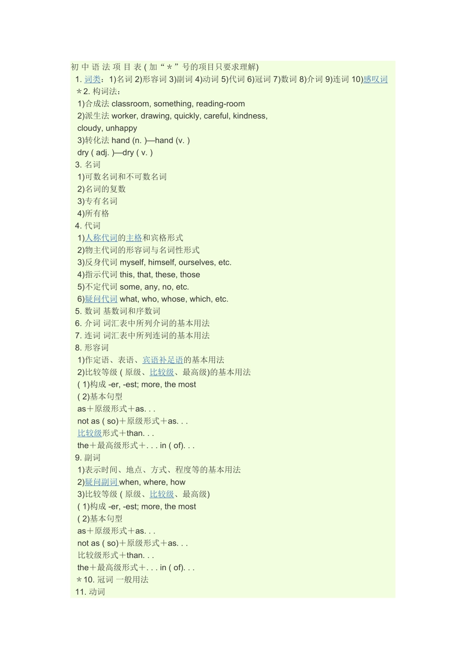 初中语法项目表_第1页