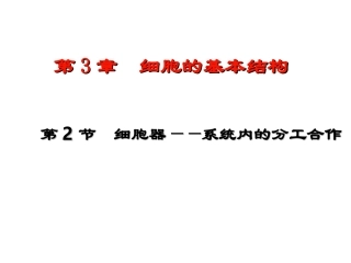 细胞器———系统内的分工合作