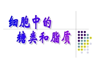 细胞中的糖类和脂质