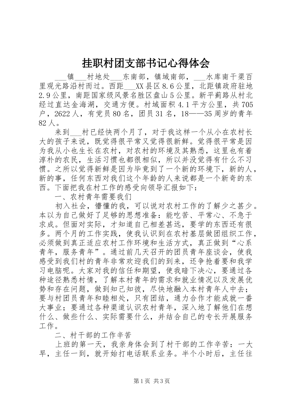 挂职村团支部书记心得体会_第1页