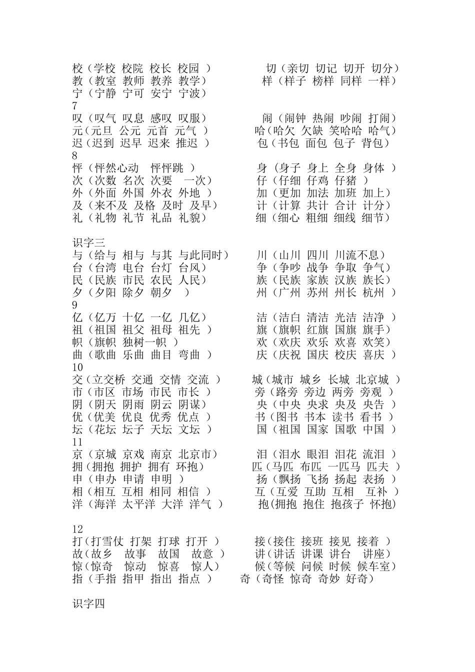 2014－2015学年第一学期人教版二年级语文上册生字组词_第2页