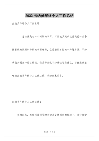 2024出纳员年终个人工作总结