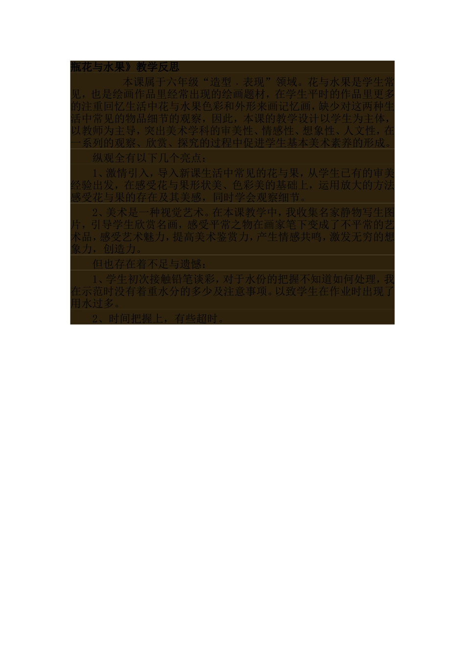 瓶花与水果》教学反思_第1页