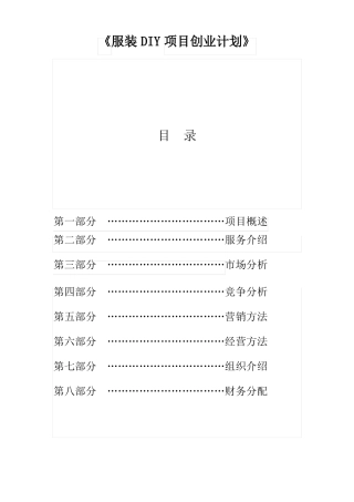 服装diy项目创业计划书