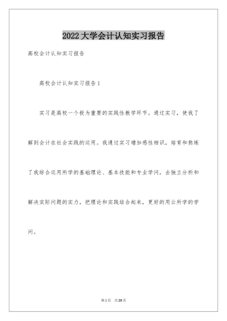 2024大学会计认知实习报告