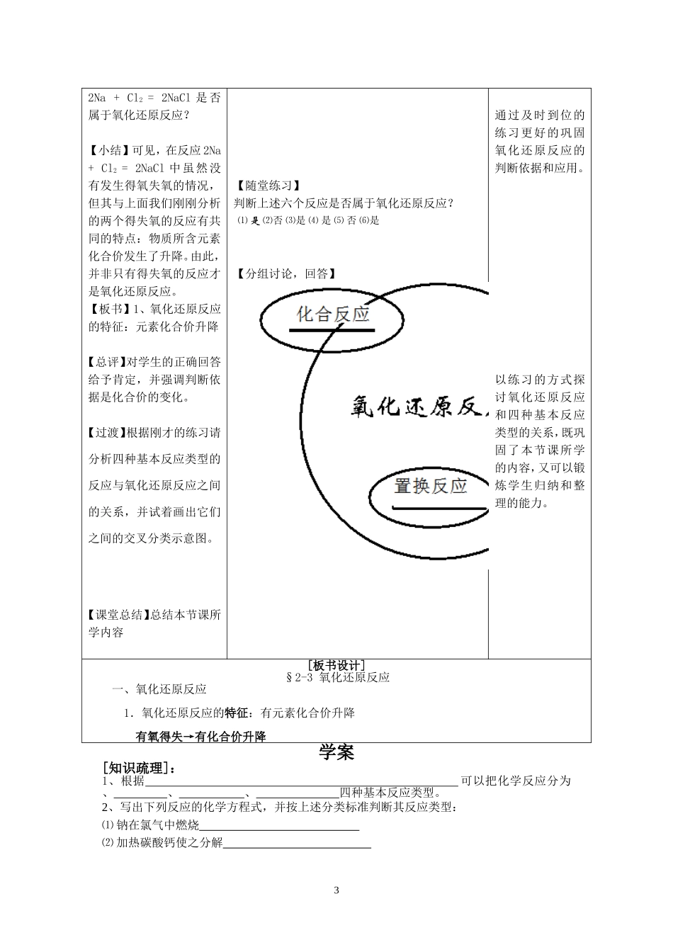 氧化还原反应教学设计_第3页