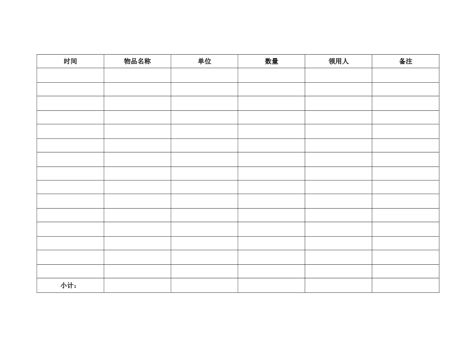 后勤物品领取登记表_第1页
