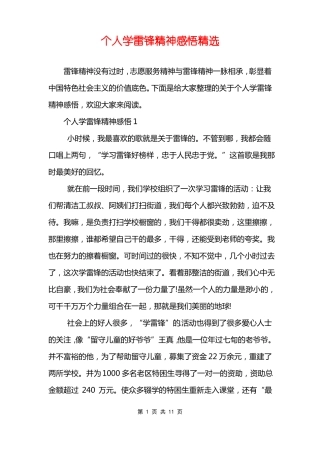 个人学雷锋精神感悟精选