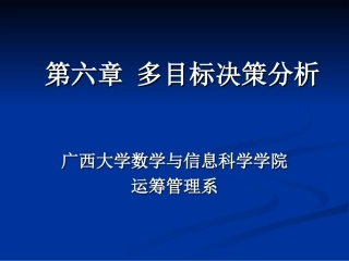 第六章 多目标决策分析