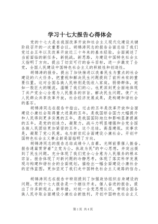 学习十七大报告心得体会