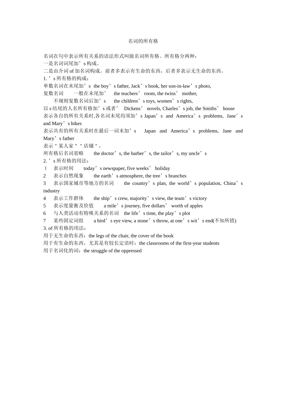 名词的所有格_第1页