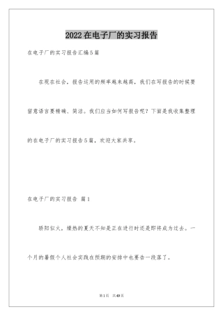2024在电子厂的实习报告