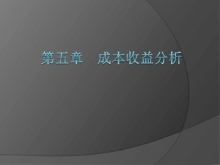 第五讲 成本收益分析