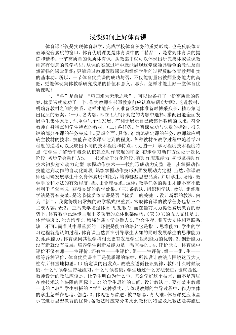 浅谈如何上好体育课_第1页