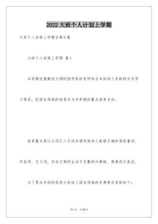 2024大班个人计划上学期_2