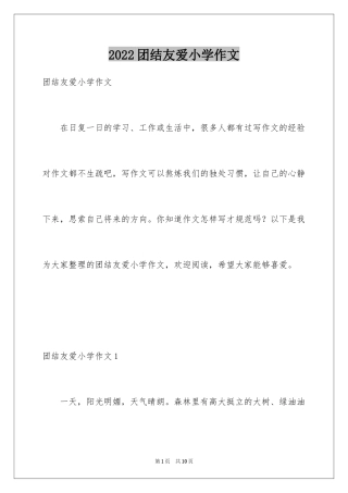 2024团结友爱小学作文