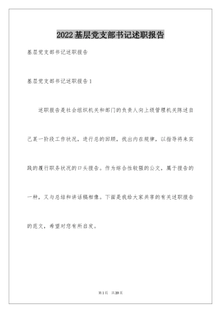 2024基层党支部书记述职报告