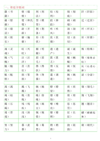 小学语文形近字组词大全