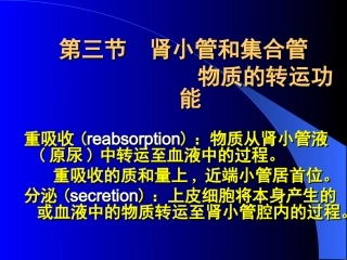 第3节 肾小管和集合管 物质的转运功能