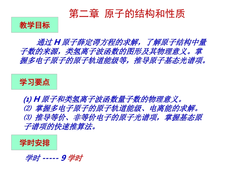 第2章 原子的结构和性质_第1页