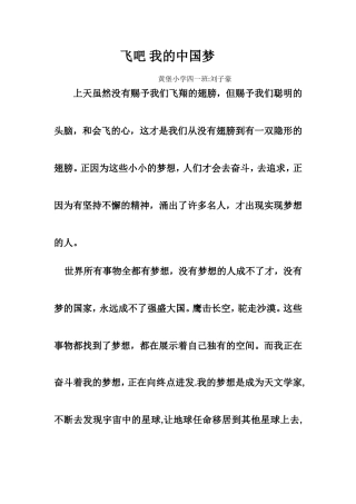 飞吧我的中国梦四一班
